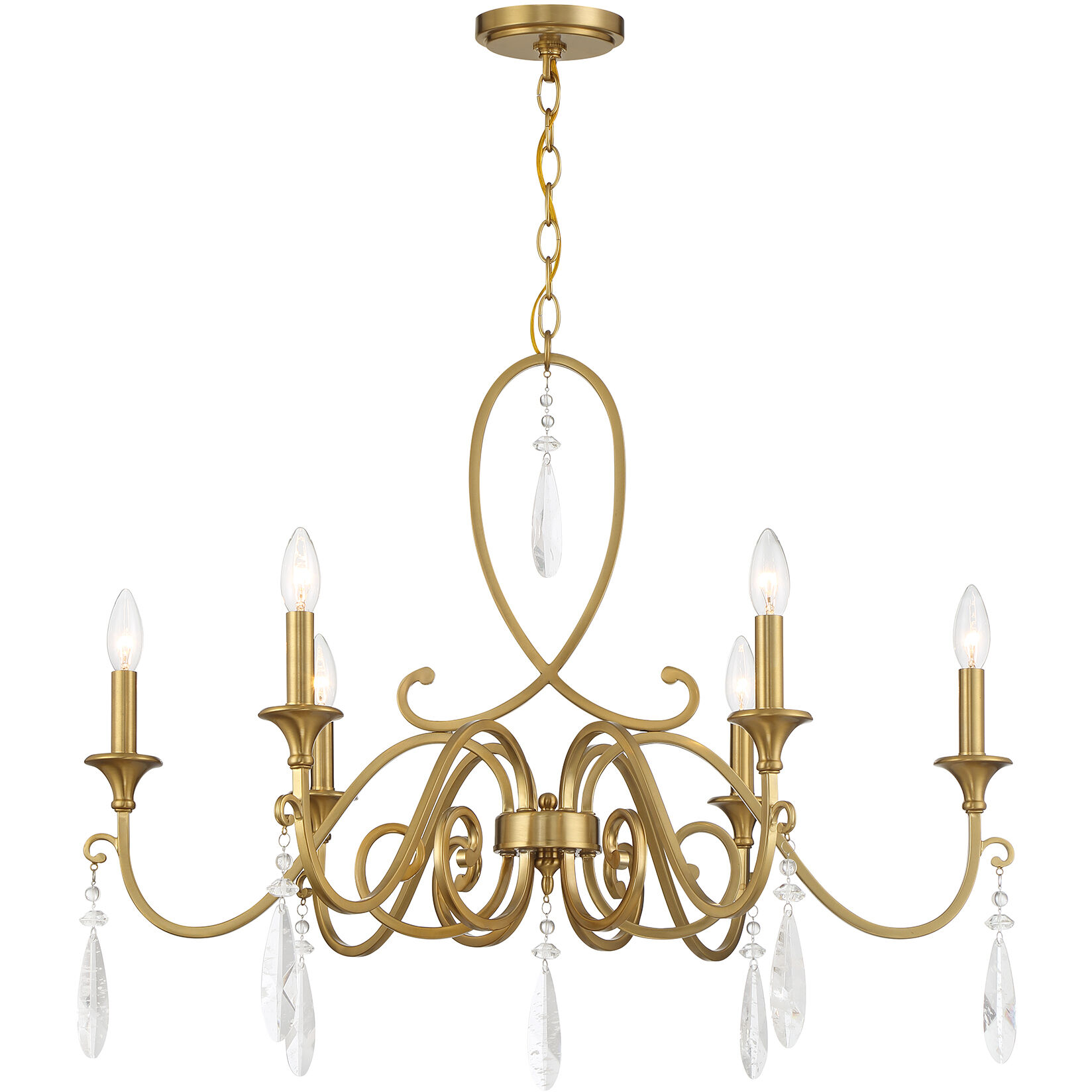 Fairchild 6 Light 31 inch Warm Brass Chandelier Ceiling Light
