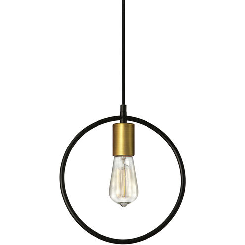 Geometric LED 12 inch Matte Black with Vintage Bronze Pendant Ceiling Light