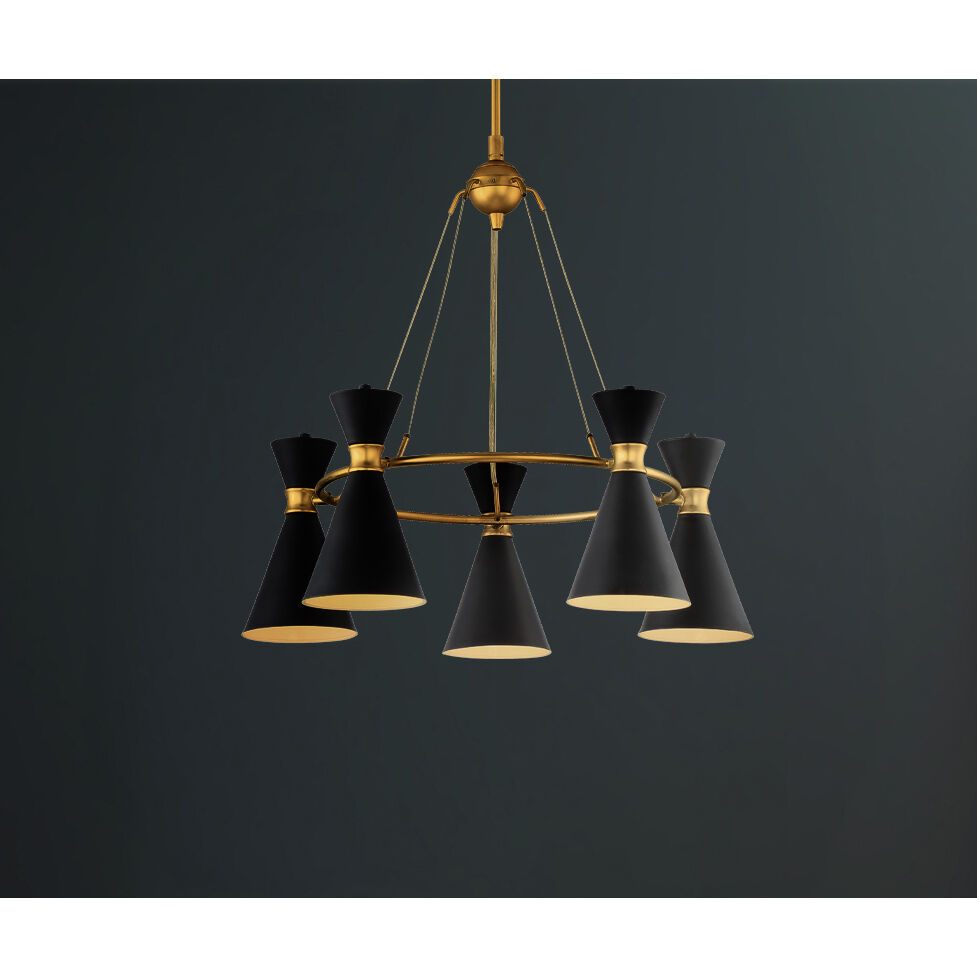 Conic 5 Light 26 inch Honey Gold Chandelier Ceiling Light