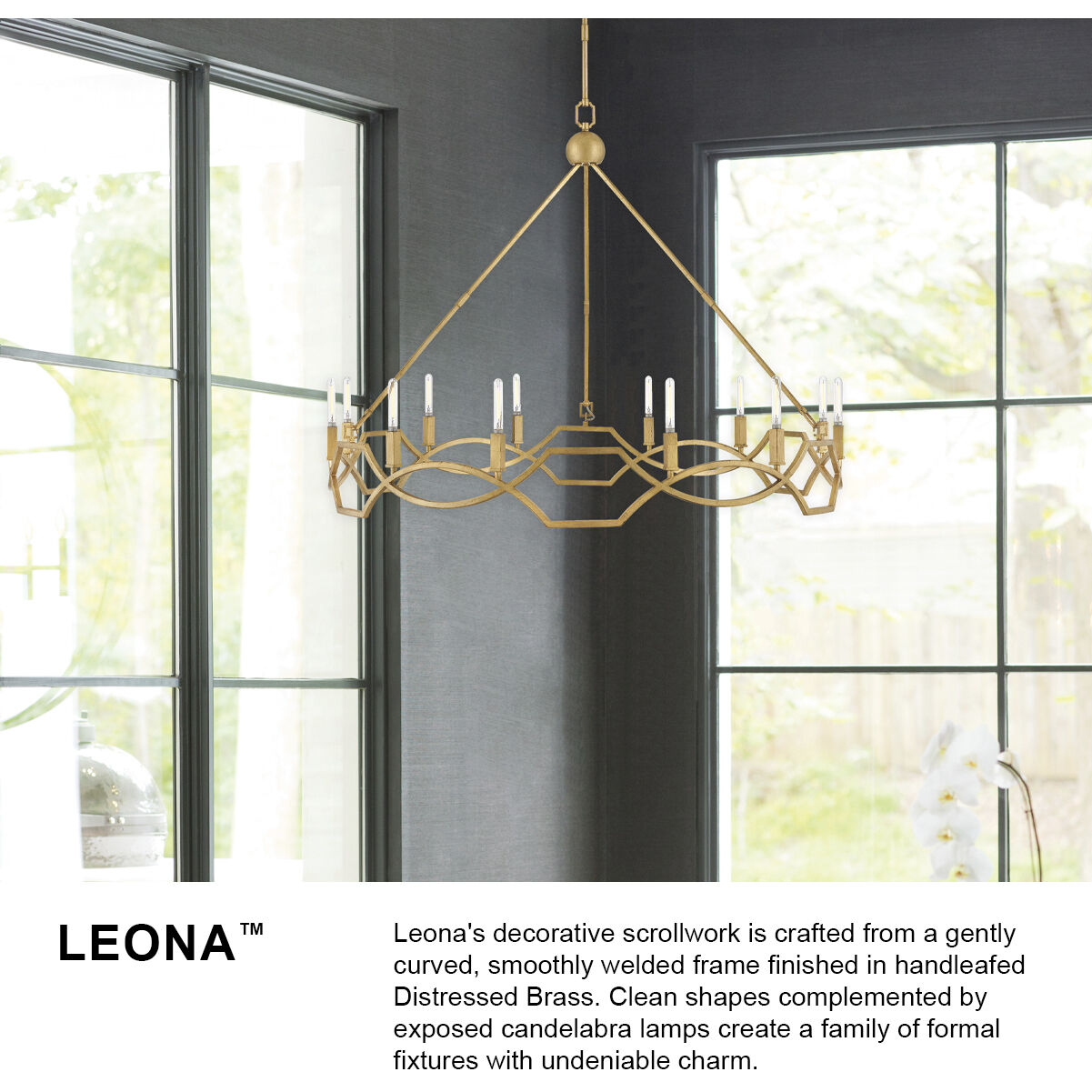 Leona 8 Light 49 inch Distressed Brass Chandelier Ceiling Light