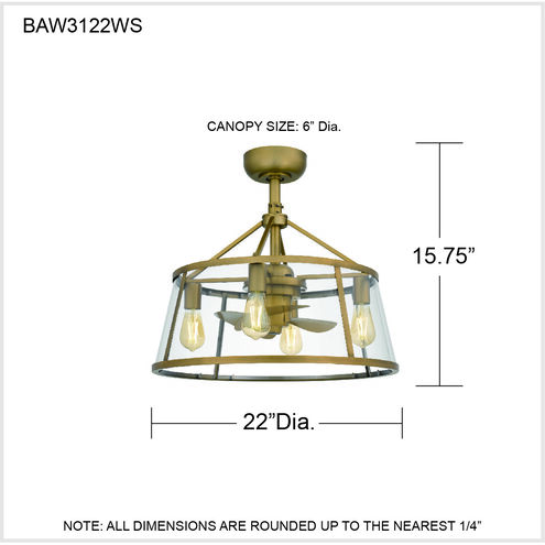 Barlow 22 inch Weathered Brass with Weather Brass Blades Fandelier