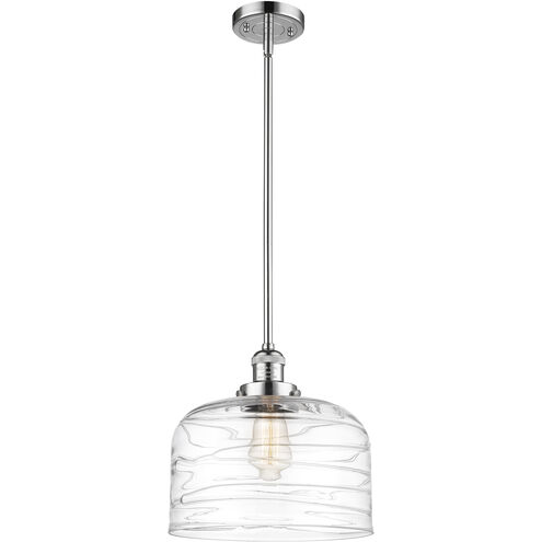 Franklin Restoration Bell LED 12 inch Polished Chrome Mini Pendant Ceiling Light in Clear Deco Swirl