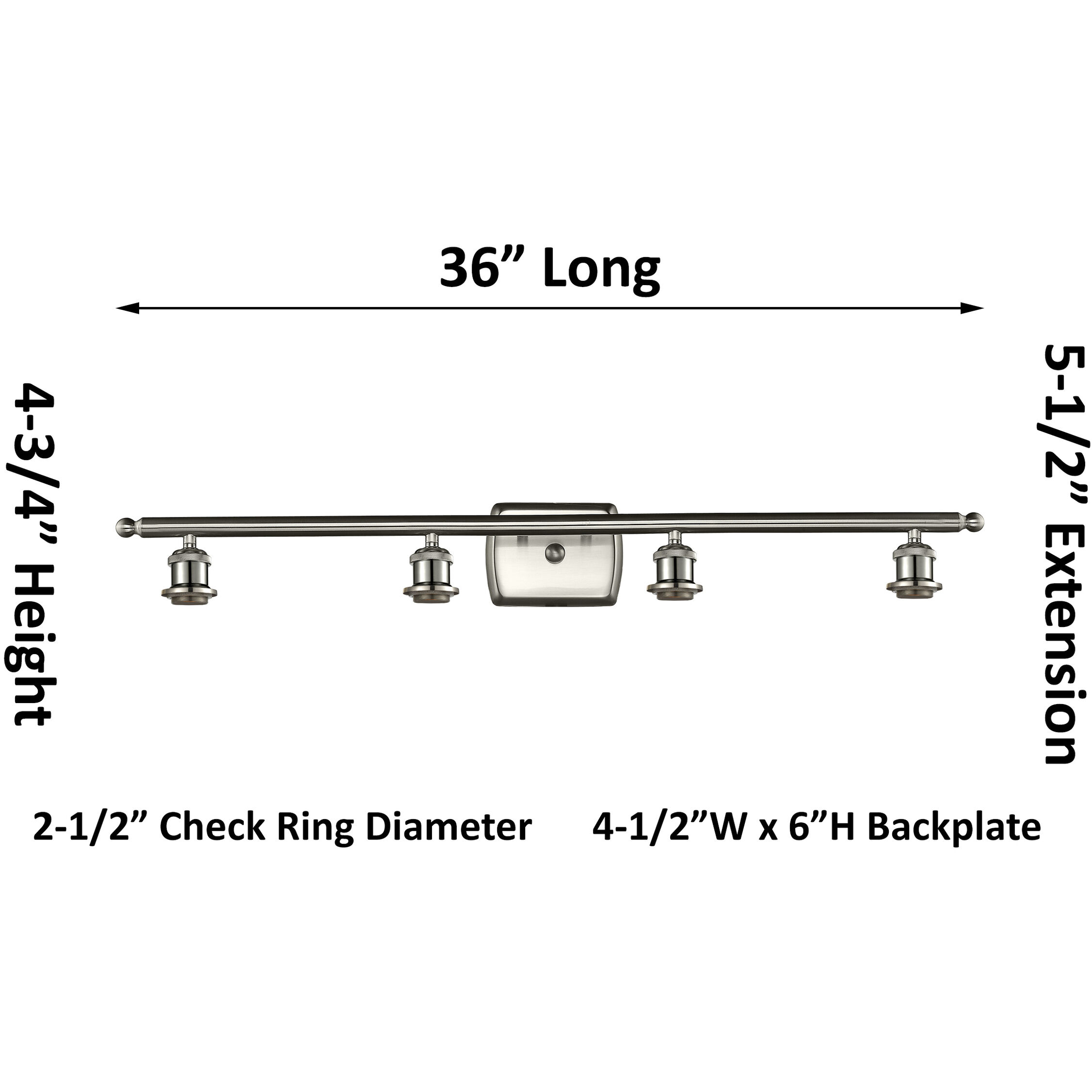 Ballston Brookhaven Flute 4 Light 37 inch Polished Chrome Bath Vanity Light Wall Light in Slate Glass