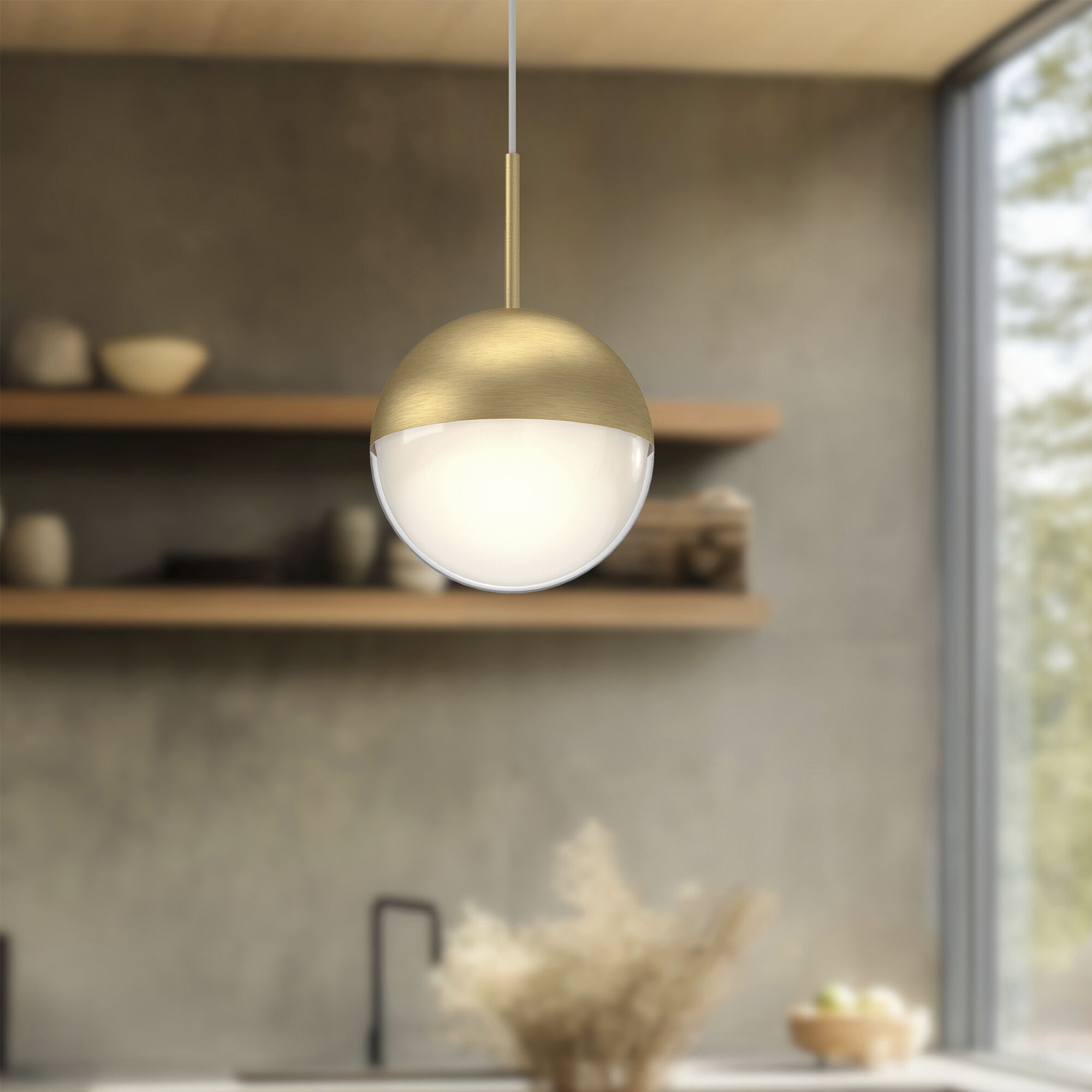Pluto Pendant Ceiling Light in Brushed Gold