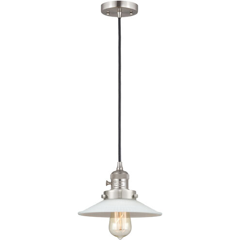 Franklin Restoration Halophane 1 Light 8.5 inch Brushed Satin Nickel Mini Pendant Ceiling Light in Incandescent, Matte White Halophane Glass