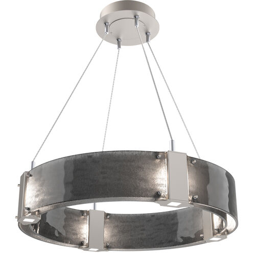 Parallel LED 23.9 inch Beige Silver Chandelier Ceiling Light in 3000K LED, Metallic Beige Silver, Smoke Granite, Ring