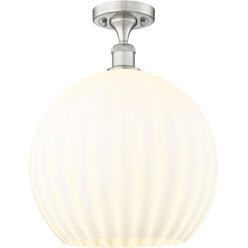 Ballston White Venetian 1 Light 13.75 inch Brushed Satin Nickel Semi-Flush Mount Ceiling Light