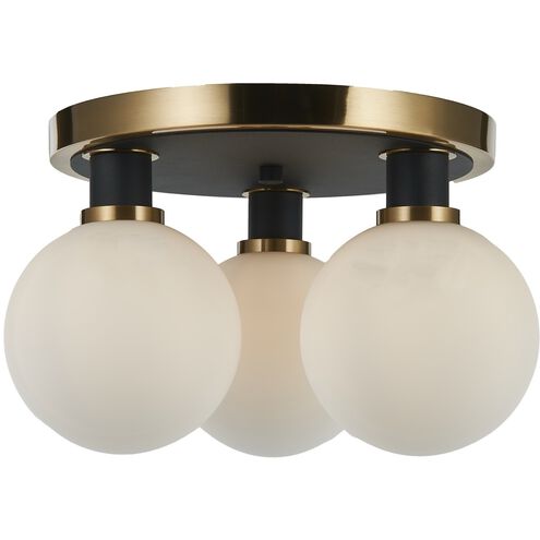 Gem LED 14.5 inch Black and Brushed Brass Semi-Flush Mount Ceiling Light in White