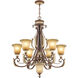 Villa Verona 7 Light 30 inch Verona Bronze with Aged Gold Leaf Accents Chandelier Ceiling Light