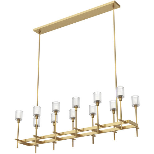 Salita 12 Light 15.75 inch Vintage Brass Pendant Ceiling Light in Ribbed Crystal