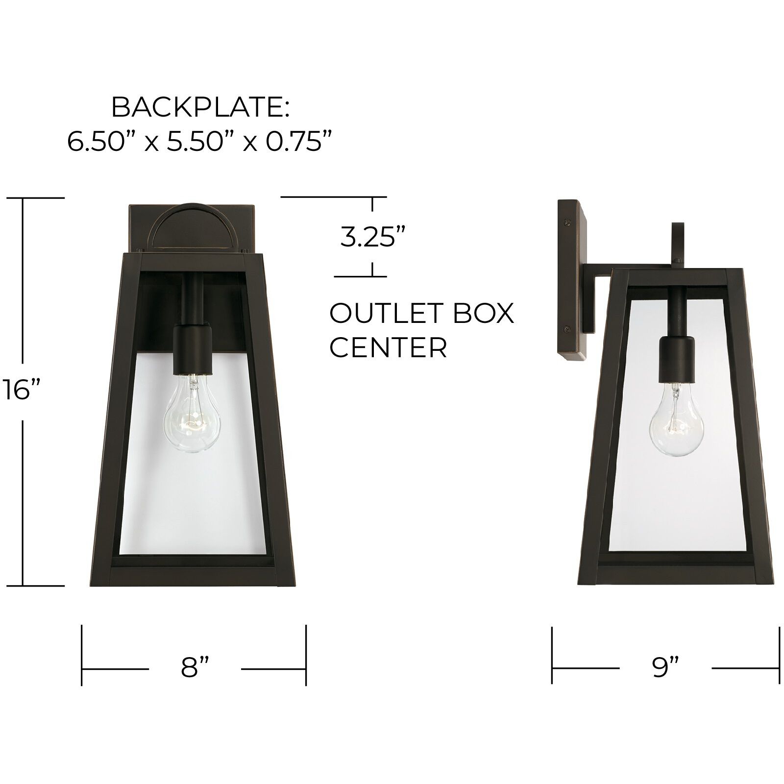 Leighton 1 Light 16 inch Oiled Bronze Outdoor Wall Lantern