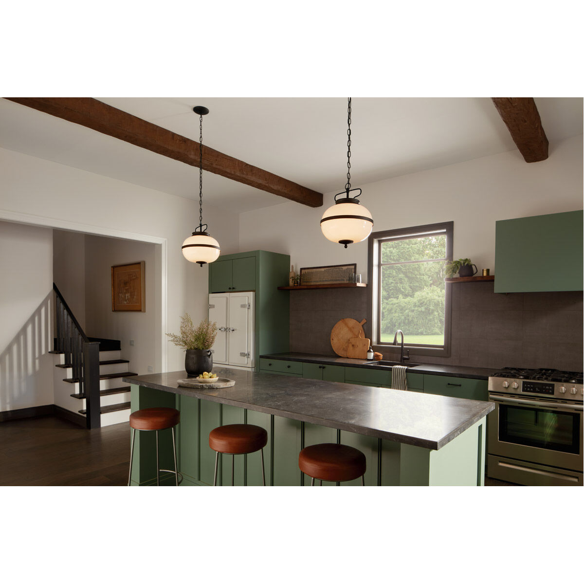 Homestead Opal 2 Light 12.25 inch Textured Black Pendant Ceiling Light