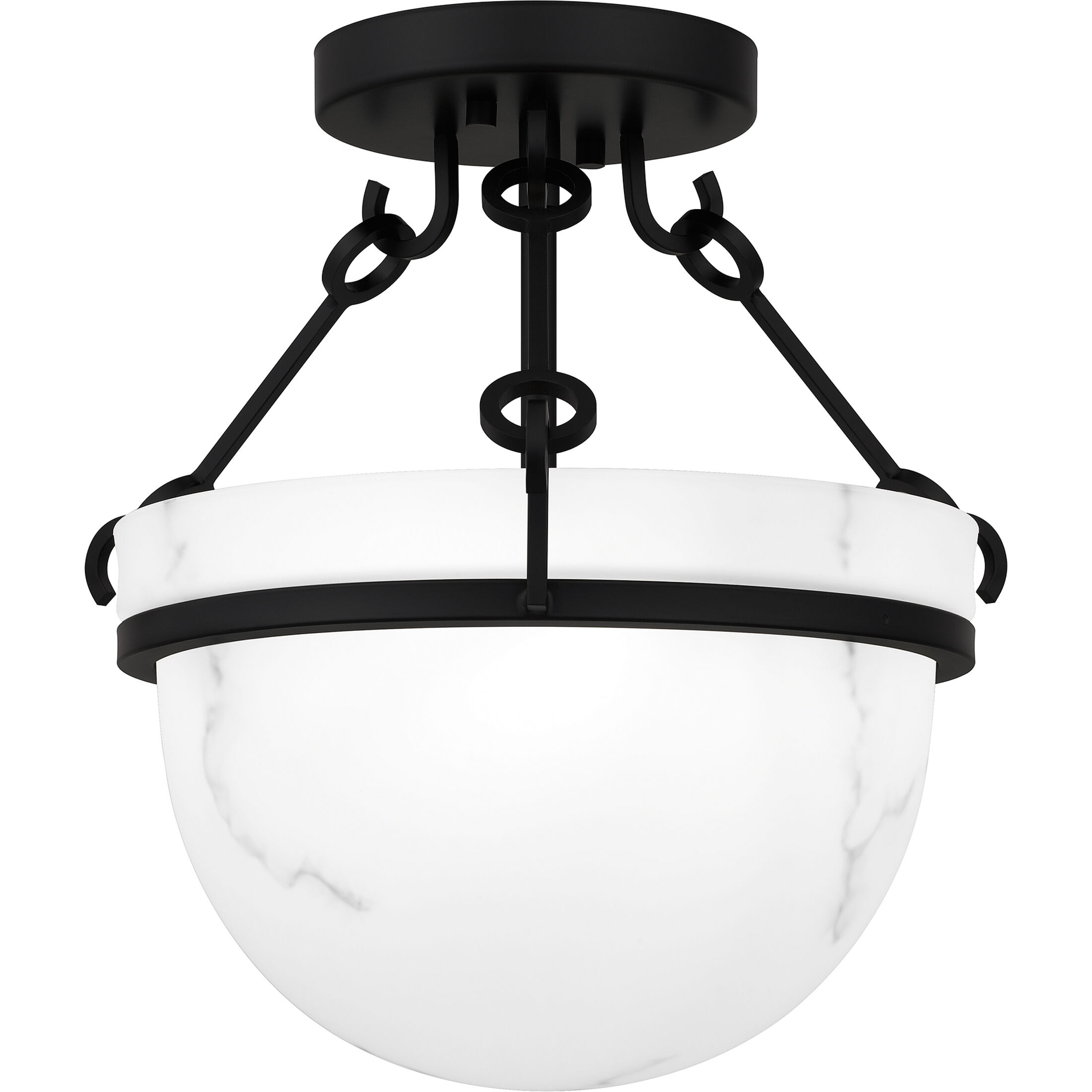 Danyon 3 Light 14 inch Matte Black Semi-Flush Mount Ceiling Light