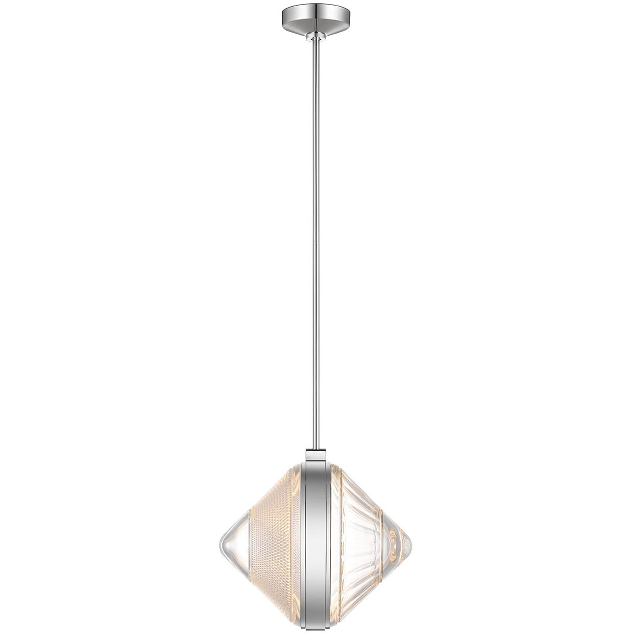 Waterford Copper Coast LED 15 inch Polished Nickel Karo and Olive Cut Pendant Ceiling Light
