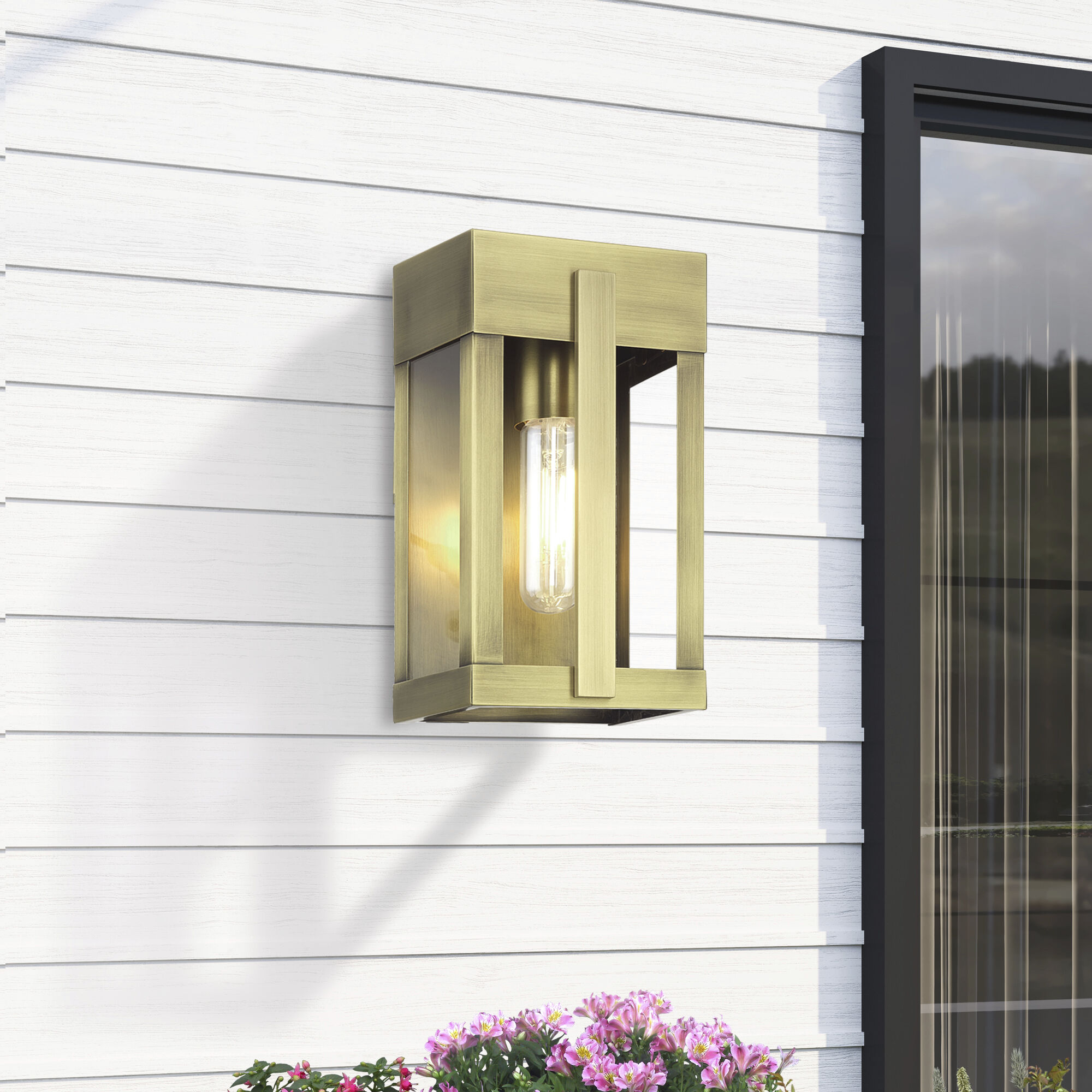 Berksford 1 Light 9 inch Antique Brass Outdoor Wall Lantern