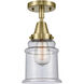 Franklin Restoration Canton 1 Light 6 inch Antique Brass Flush Mount Ceiling Light in Seedy Glass