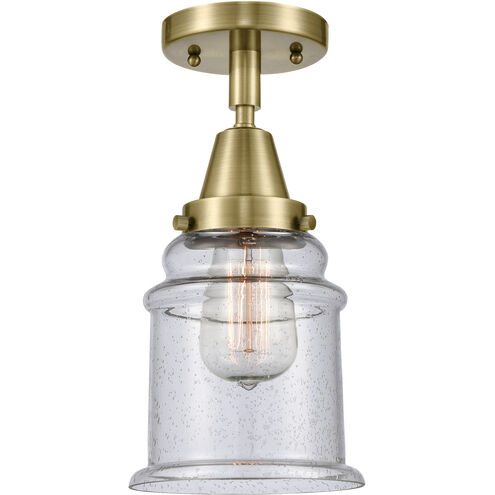 Franklin Restoration Canton 1 Light 6 inch Antique Brass Flush Mount Ceiling Light in Seedy Glass