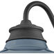 Wallace Outdoor Barn Light in Museum Black with Denim Blue, Gooseneck
