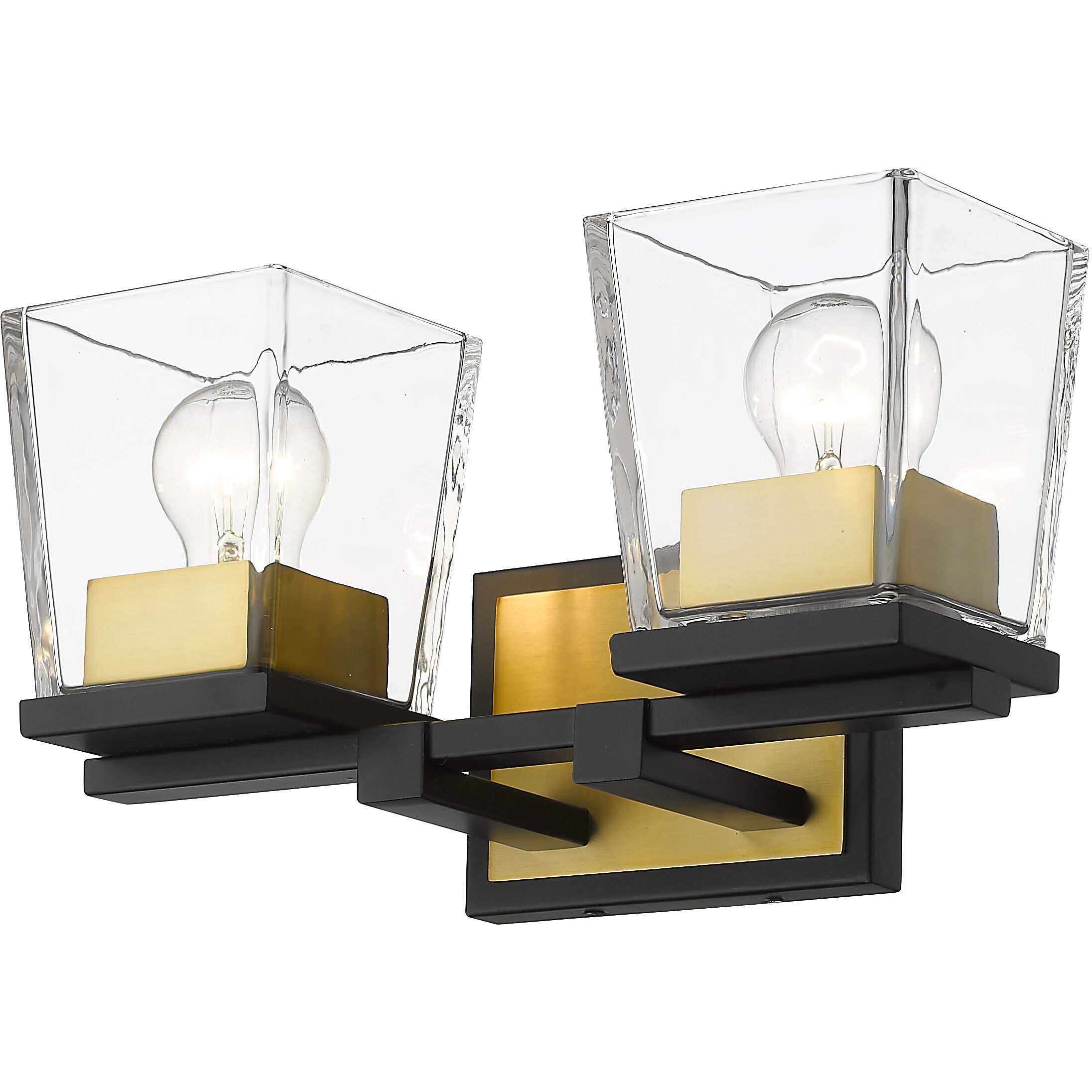 Bleeker Street 2 Light 14 inch Matte Black and Olde Brass Vanity Wall Light