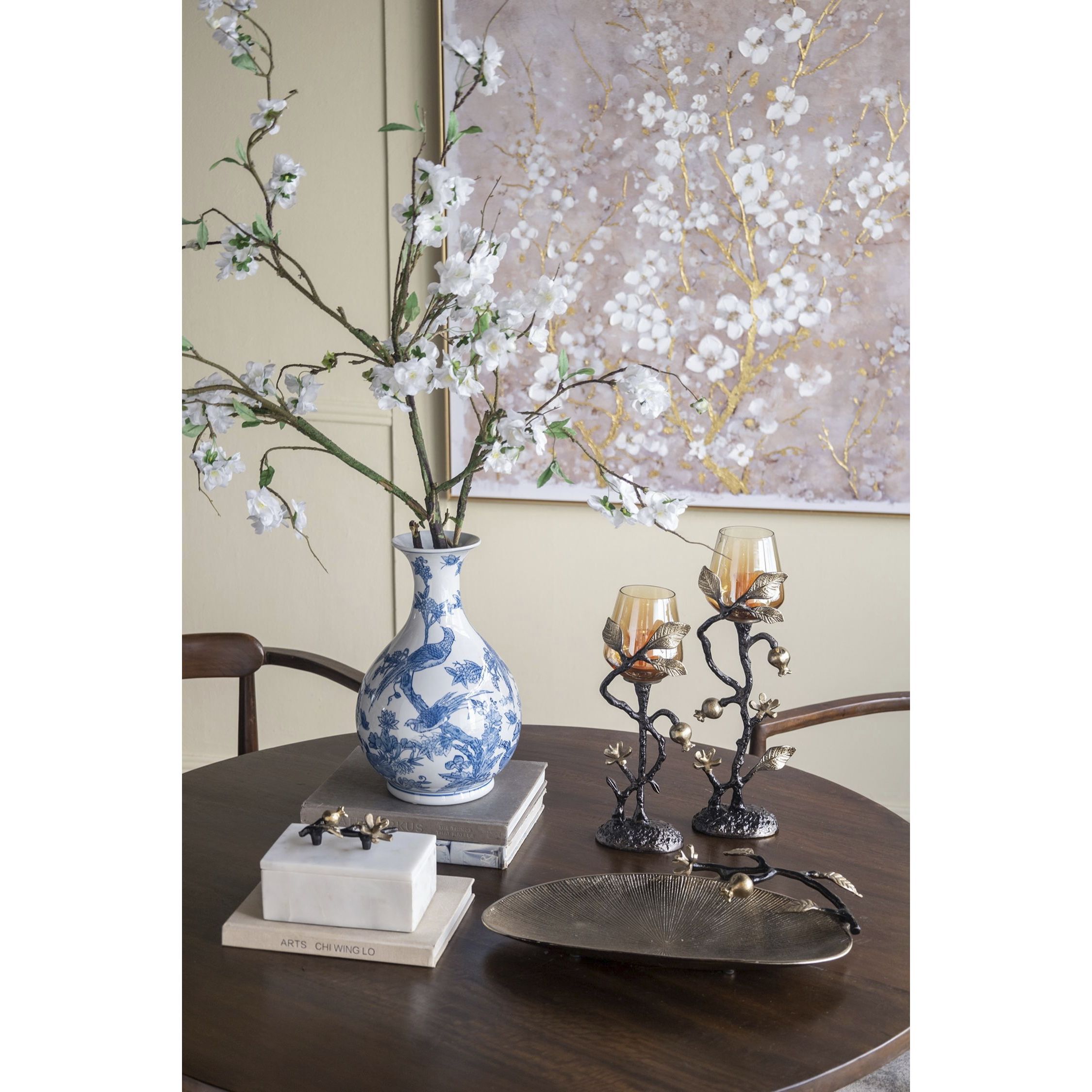 Anita 7.1 inch Natural White and Black and Gold Decorative Storage Box