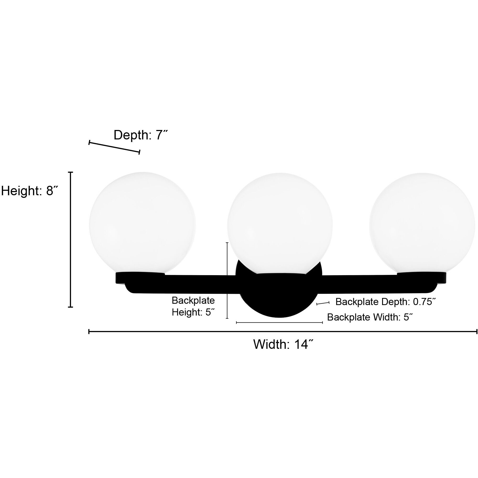 Ardeva 3 Light 22 inch Matte Black Bathroom Vanity Light Wall Light