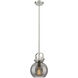 Downtown Urban Newton Sphere 1 Light 8 inch Satin Nickel Mini Pendant Ceiling Light in Plated Smoke