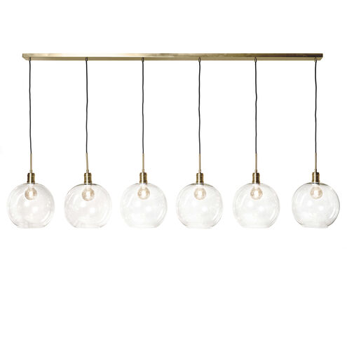 Luca 6 Light 80 inch Polished Brass and Clear Pendant Ceiling Light 