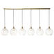 Luca 6 Light 80 inch Polished Brass and Clear Pendant Ceiling Light 