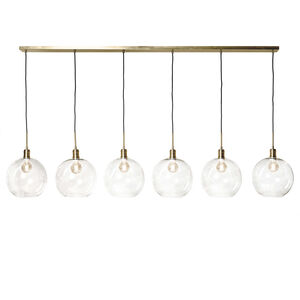 Luca 6 Light 80 inch Polished Brass and Clear Pendant Ceiling Light