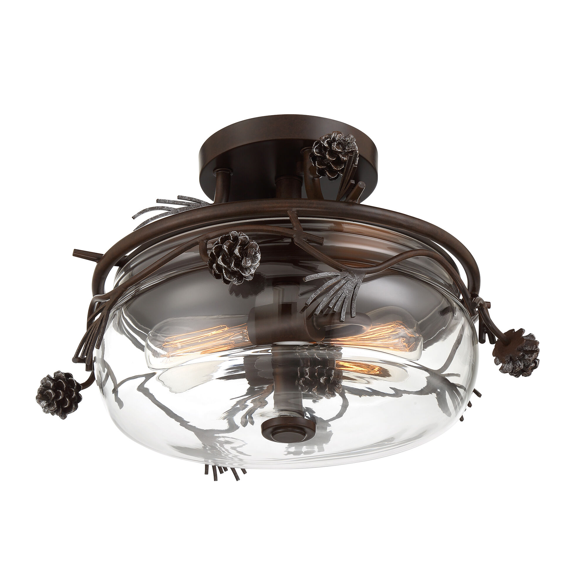 Ponderosa Ridge 2 Light 16 inch Weathered Spruce/Silver Highlights Semi Flush Ceiling Light
