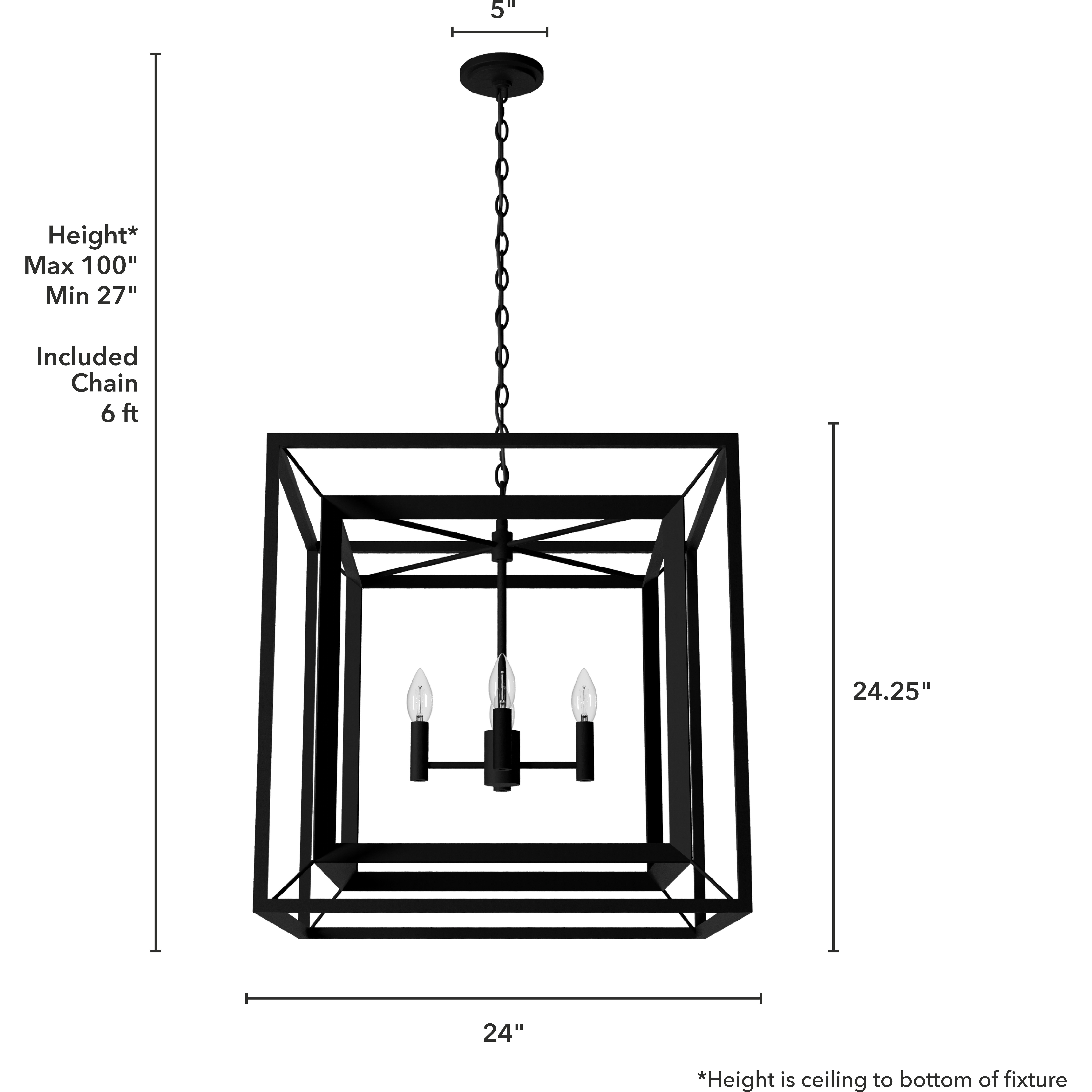 Doherty 4 Light 24 inch Natural Iron Chandelier Ceiling Light
