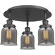 Bell 3 Light 16.75 inch Matte Black Flush Mount Ceiling Light in Plated Smoke