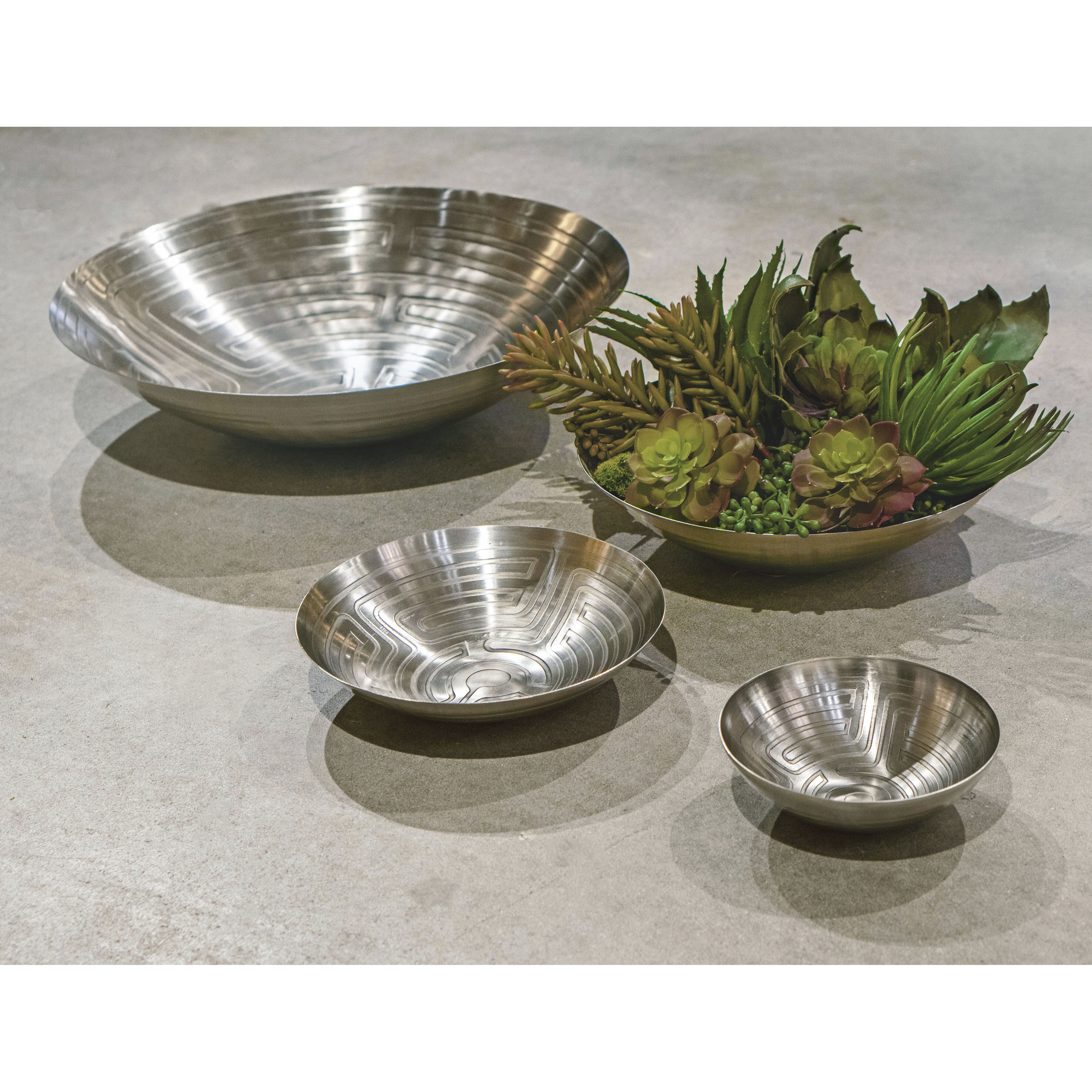 Maze 13 X 3.25 inch Bowl in Antique Nickel, Set of 3