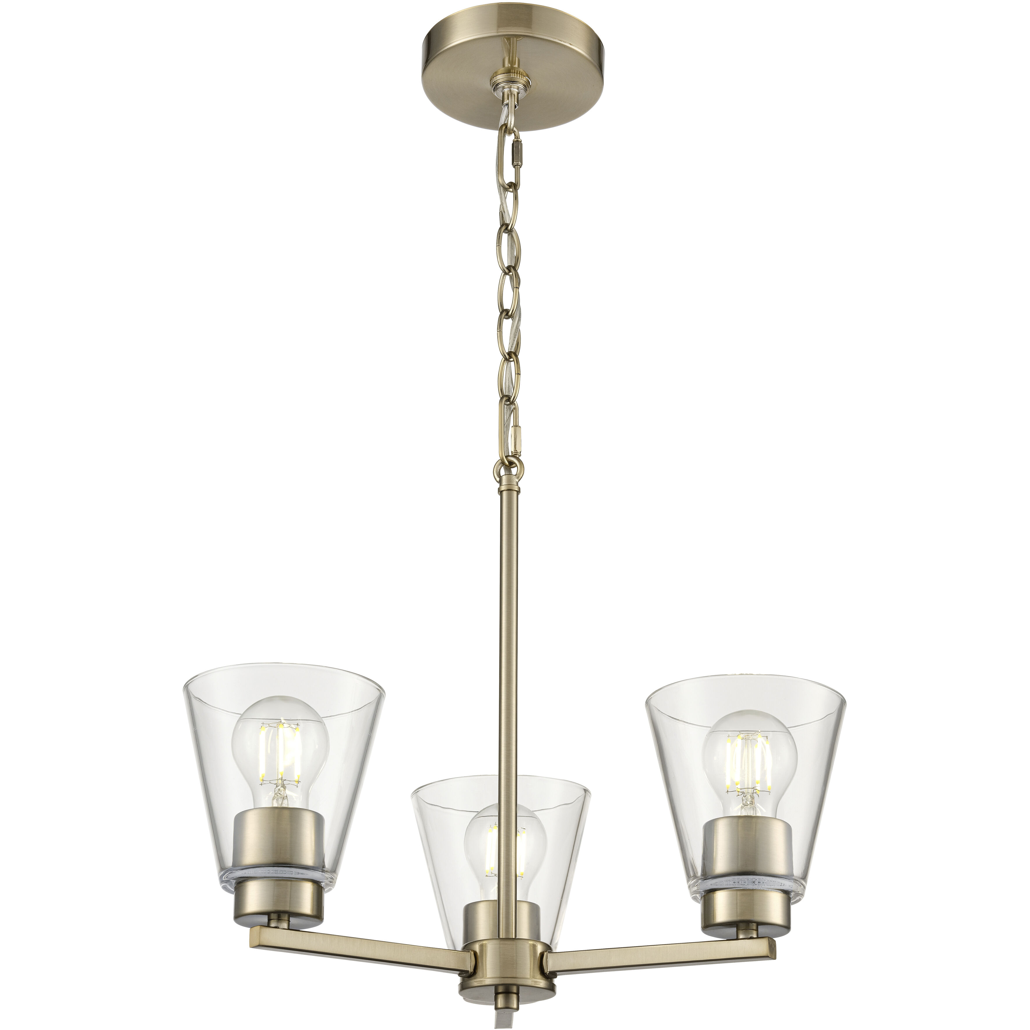 Strayhan 3 Light 18 inch Modern Gold Chandelier Ceiling Light