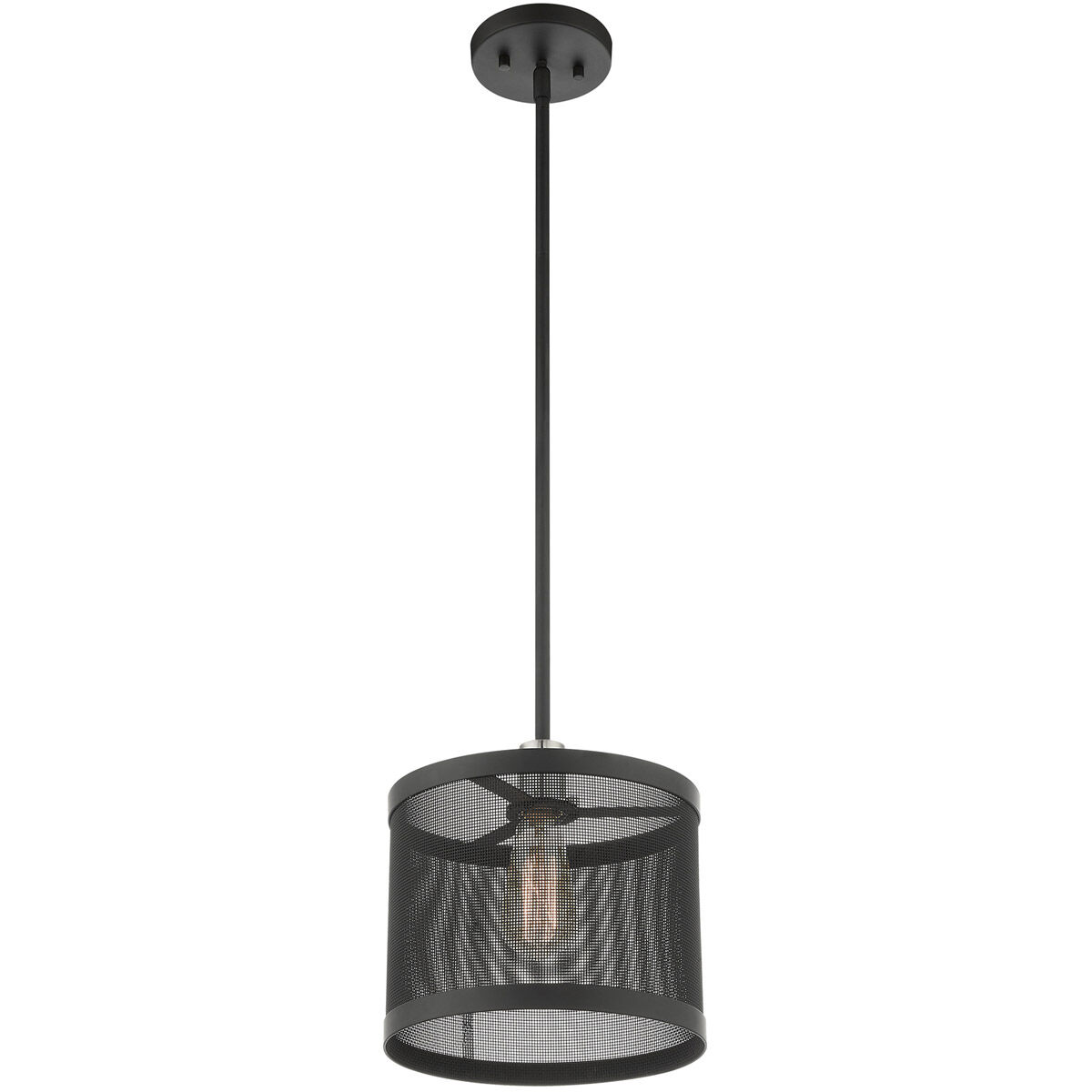 Industro 1 Light 10 inch Black with Brushed Nickel Accents Pendant Ceiling Light