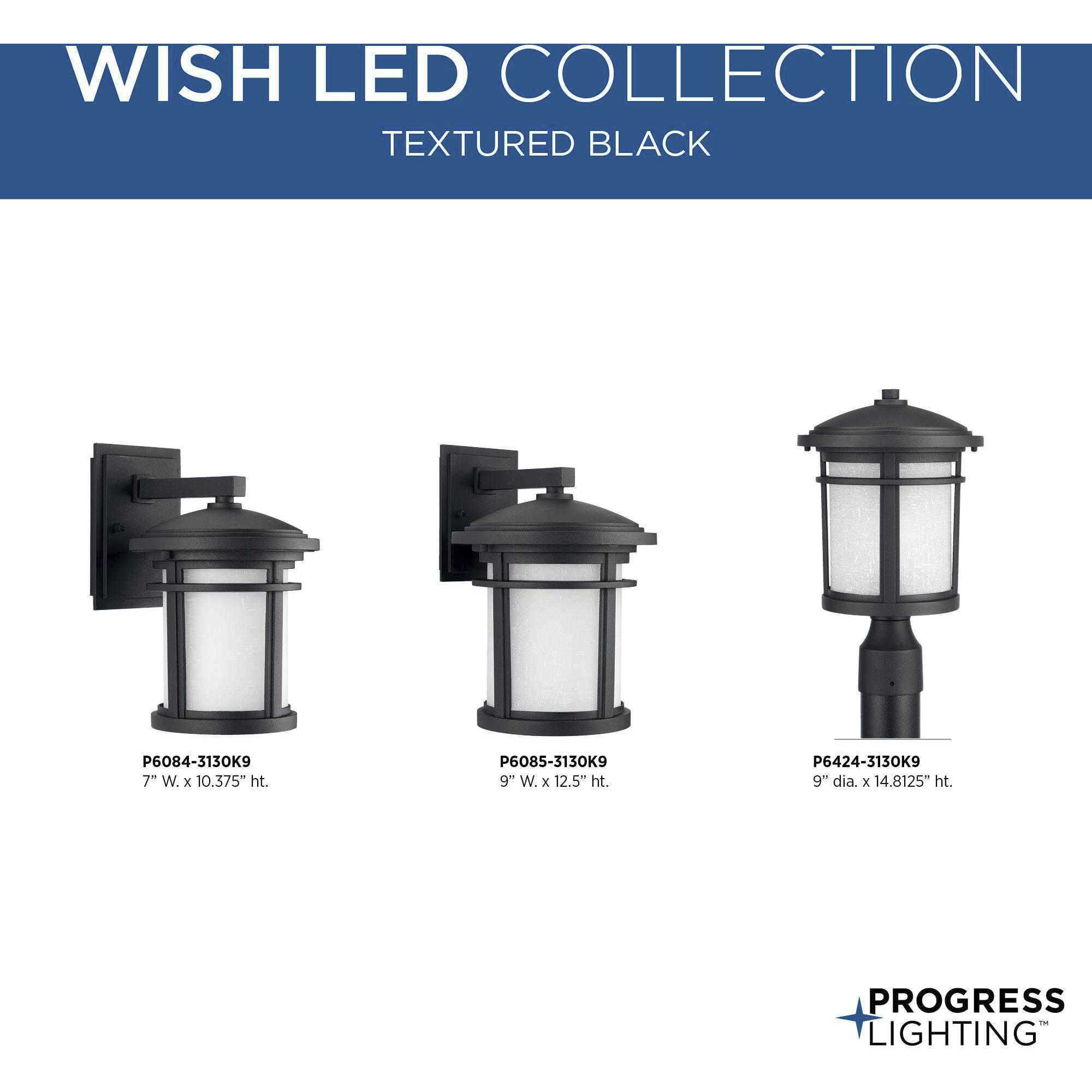 Wish LED LED 15 inch Textured Black Outdoor Post Lantern, Progress LED