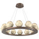 Cabochon LED 36.7 inch Burnished Bronze with Travertine Stone Chandelier Ceiling Light in 3000K LED, Amber