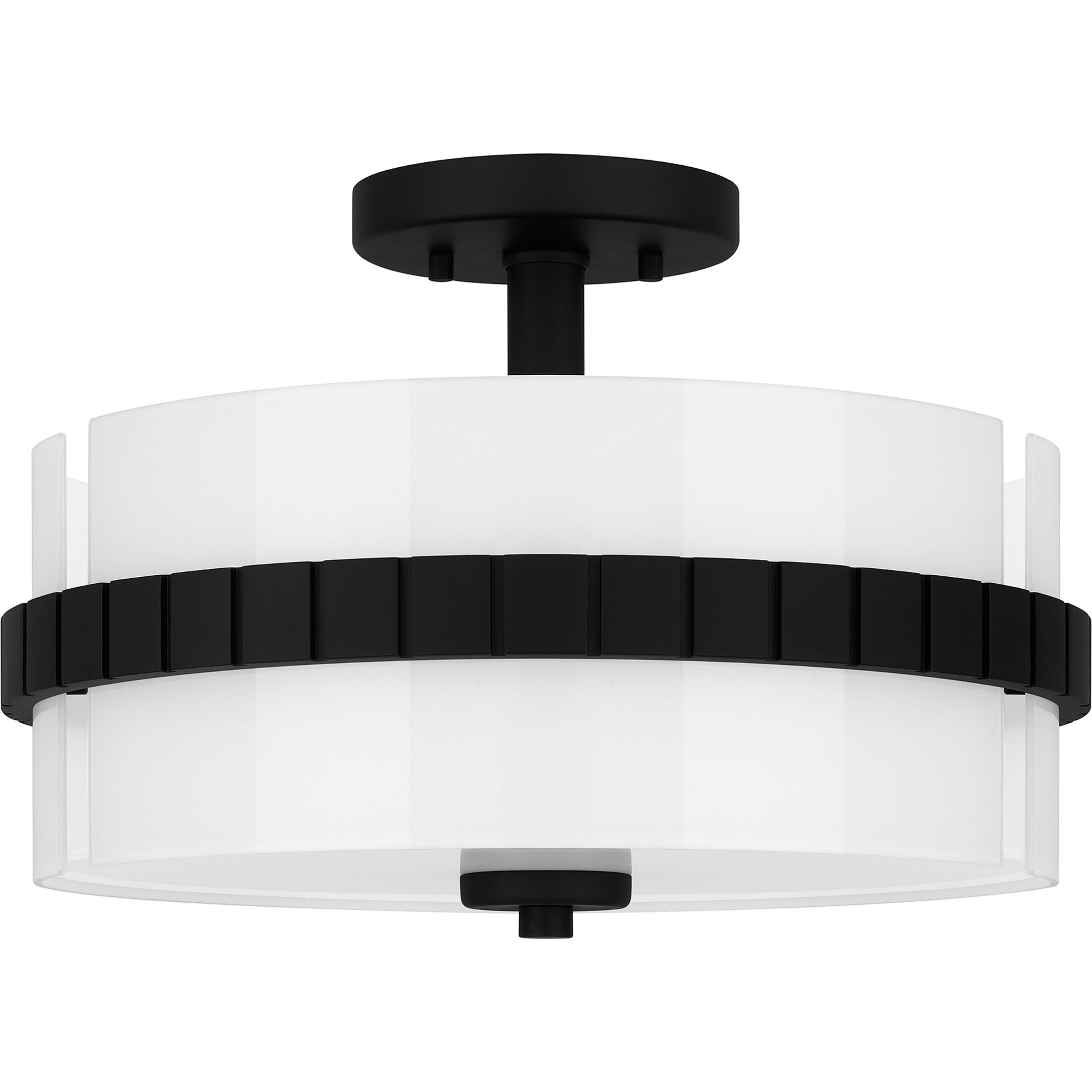 Baud 2 Light 14 inch Matte Black Semi-Flush Mount Ceiling Light