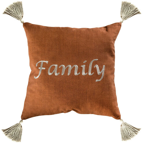 Family 20 X 5.5 inch Dark Toffee/Grey Pillow