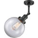 Franklin Restoration Large Beacon LED 8 inch Matte Black Sconce Wall Light in Clear Glass, Franklin Restoration