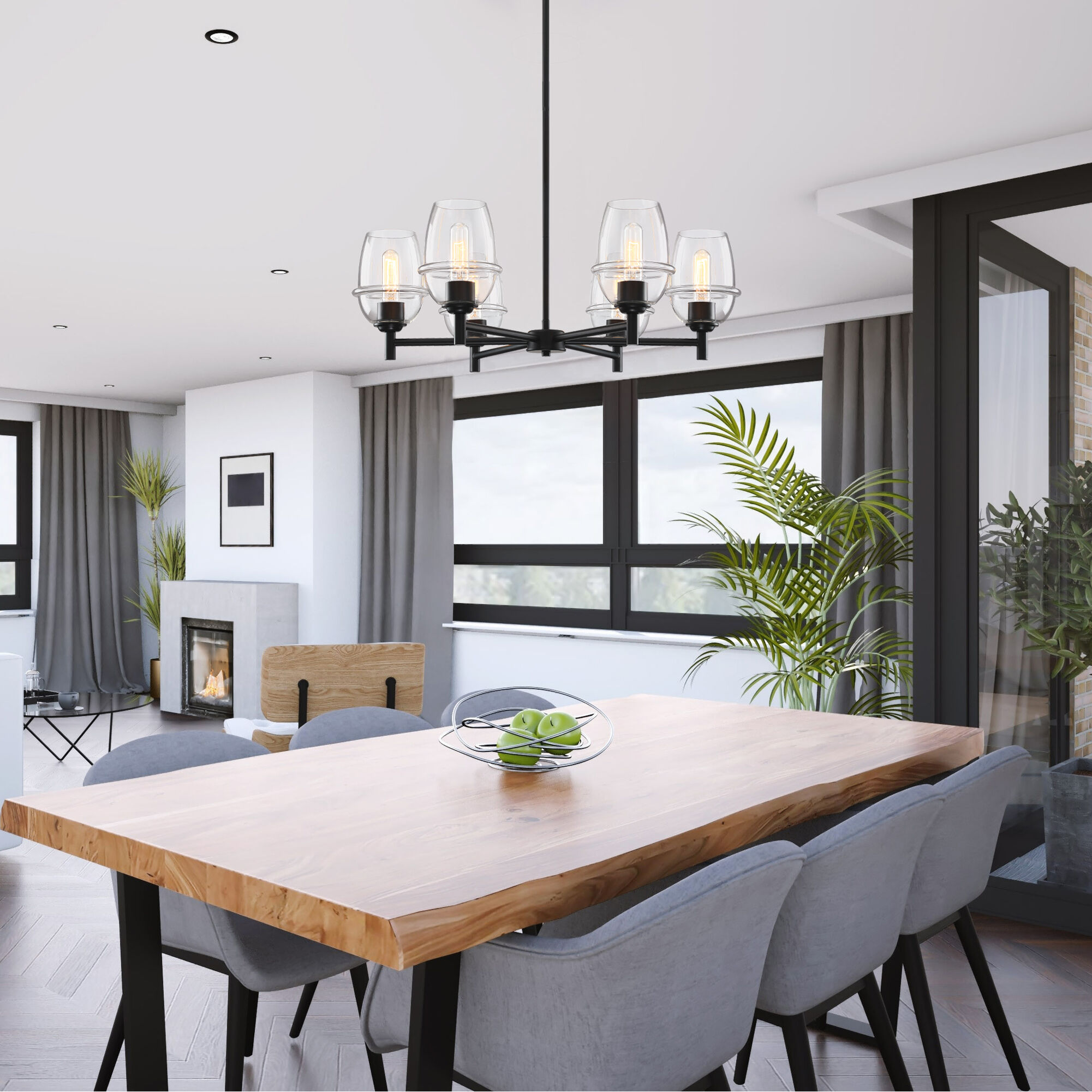 Summer Jazz 6 Light 28 inch Matte Black Chandelier Ceiling Light