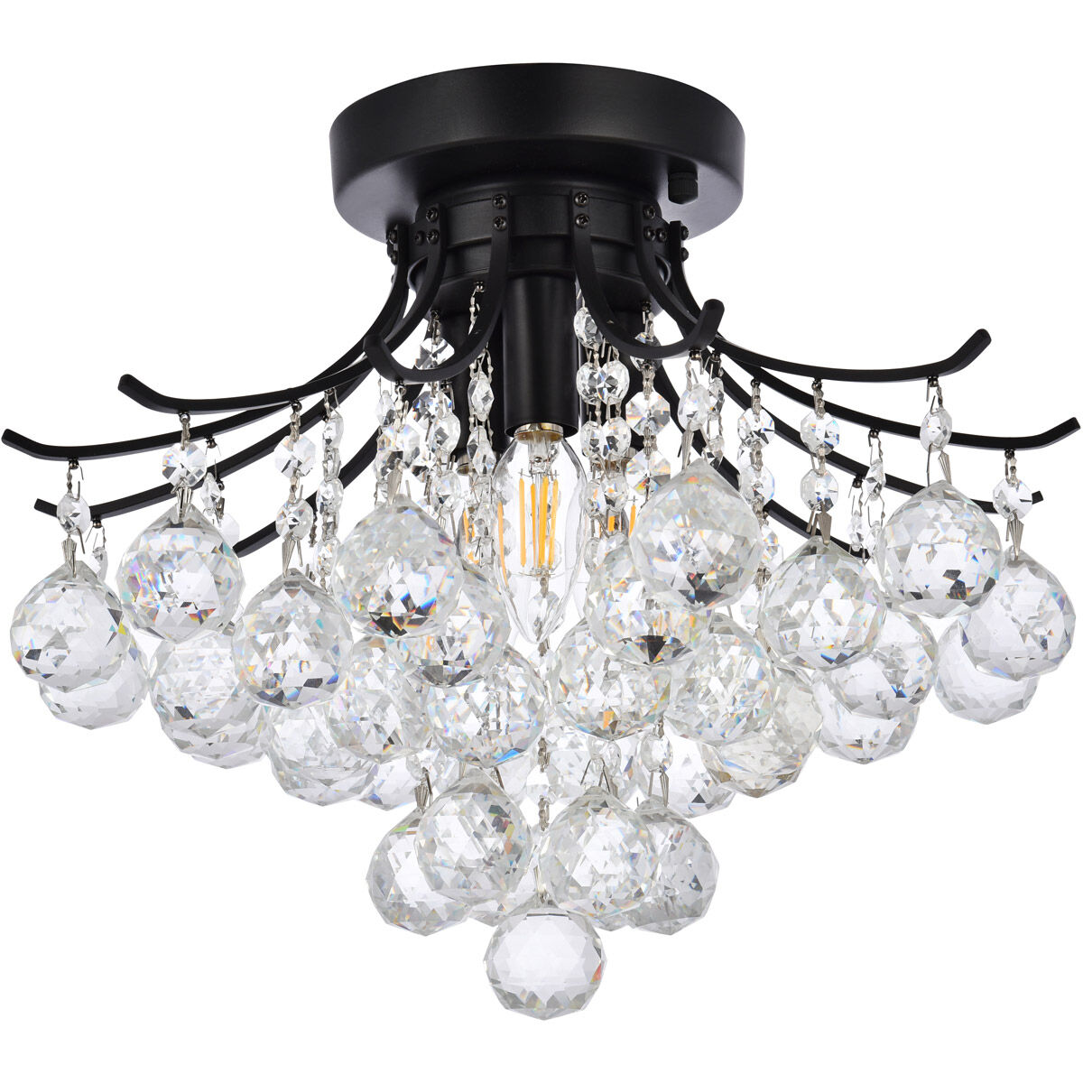 Toureg 3 Light 16 inch Black and Clear Flush Mount Ceiling Light