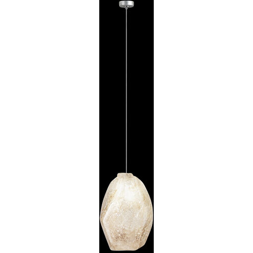 Natural Inspirations 1 Light 4.5 inch Silver Pendant Ceiling Light in Natural Quartz Studio Glass 8