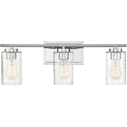 Transitional 3 Light 24 inch Chrome Vanity Light Wall Light