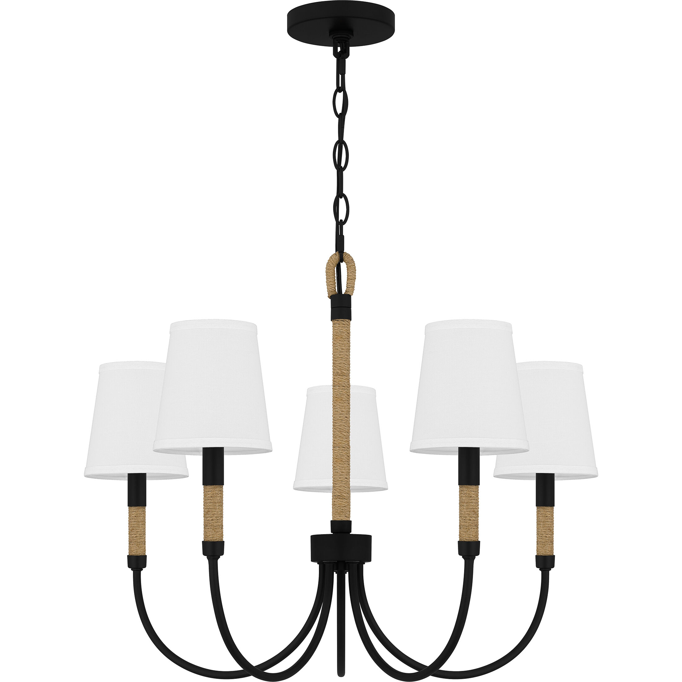 Bayside 5 Light 25 inch Matte Black Chandelier Ceiling Light