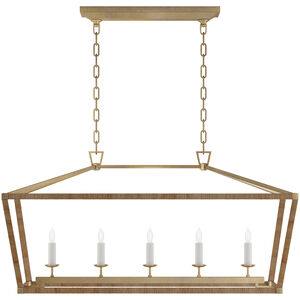 Chapman & Myers Darlana5 LED 41 inch Antique-Burnished Brass and Natural Rattan Linear Lantern Ceiling Light, Medium