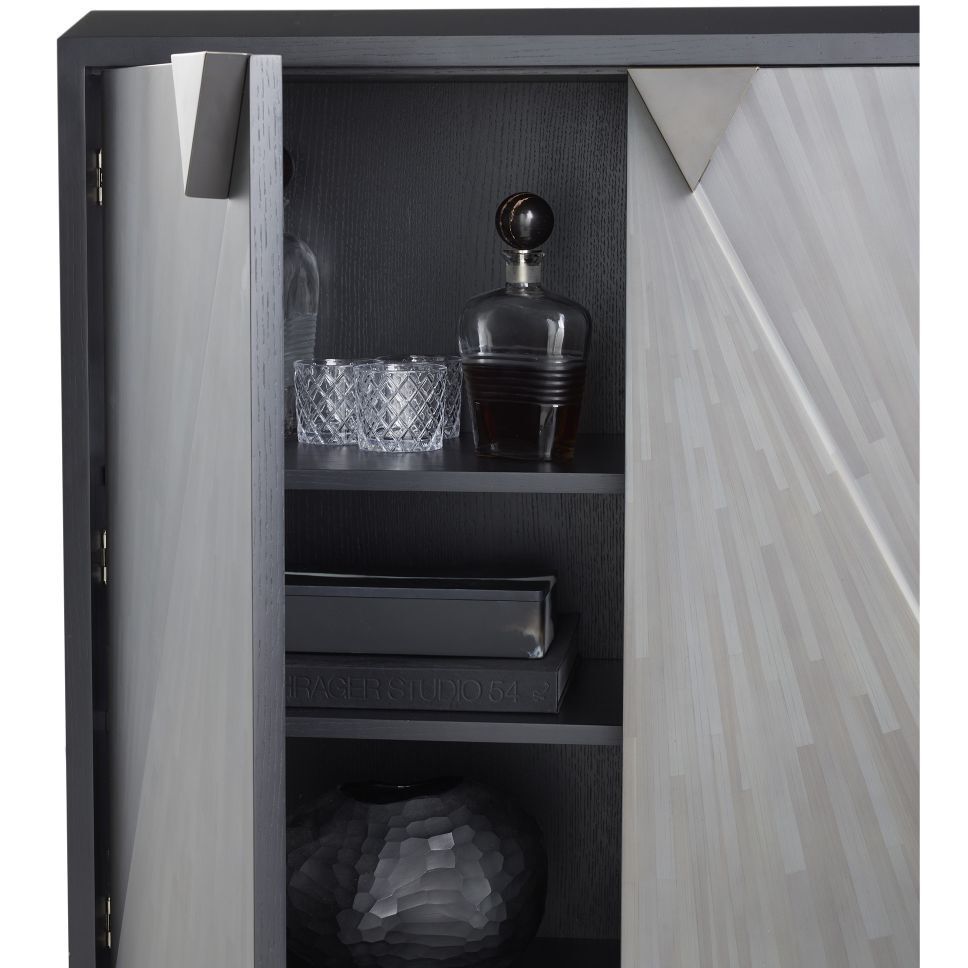 Ellington Gray Straw Marquetry and Ebony Cabinet