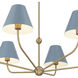 Xavier 6 Light 40 inch Vibrant Gold and Blue Chandelier Ceiling Light