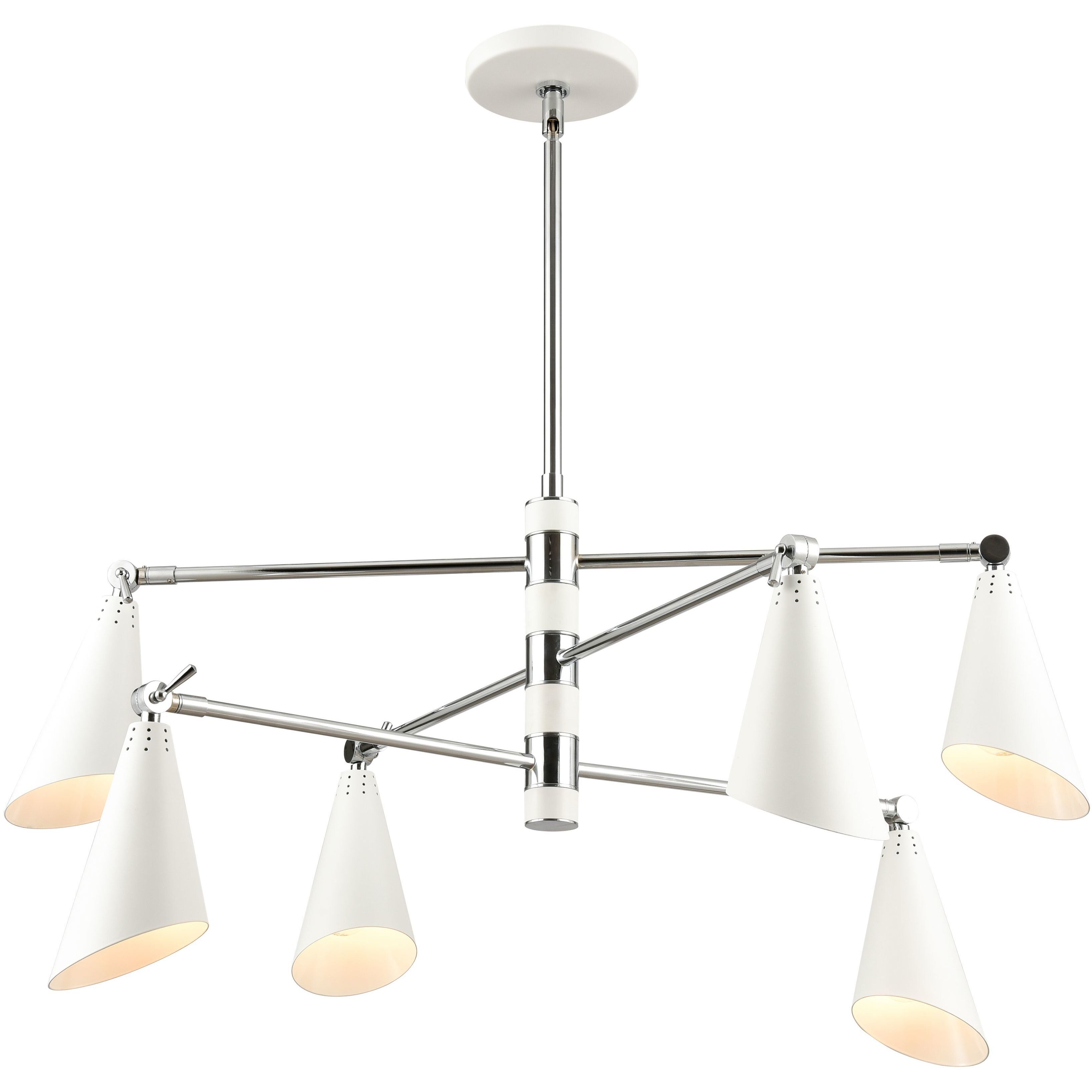Luca 6 Light 36 inch Polished Chrome with White Chandelier Ceiling Light