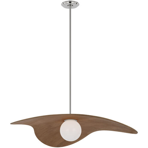 Windsor Smith Mahalo LED 31.75 inch Polished Nickel Tri Pendant Ceiling Light in Natural Oak